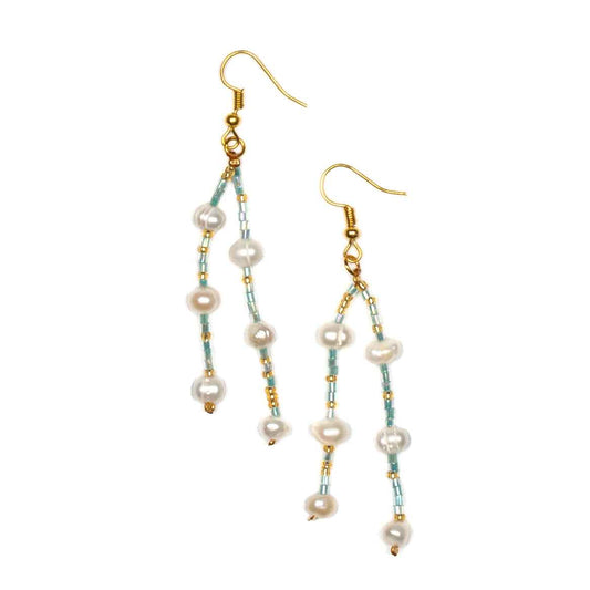 Double Drop Earrings With Pearls