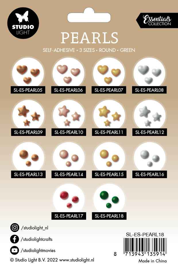 SL Self-Adhesive Pearls Dark Green Pearls Essentials 105x160x4mm 240 PC nr.18