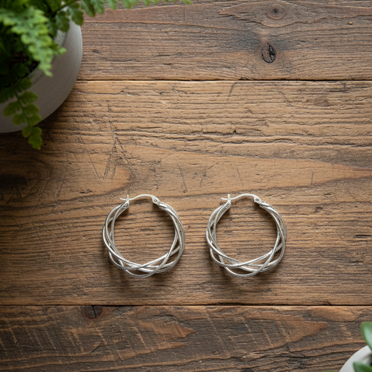 Twist Earrings - Silver Plate