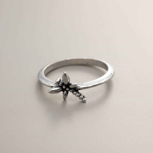 Dragonfly Ring In Silver Plate