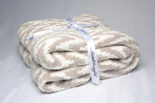 Greige & White Chevron Print Throw