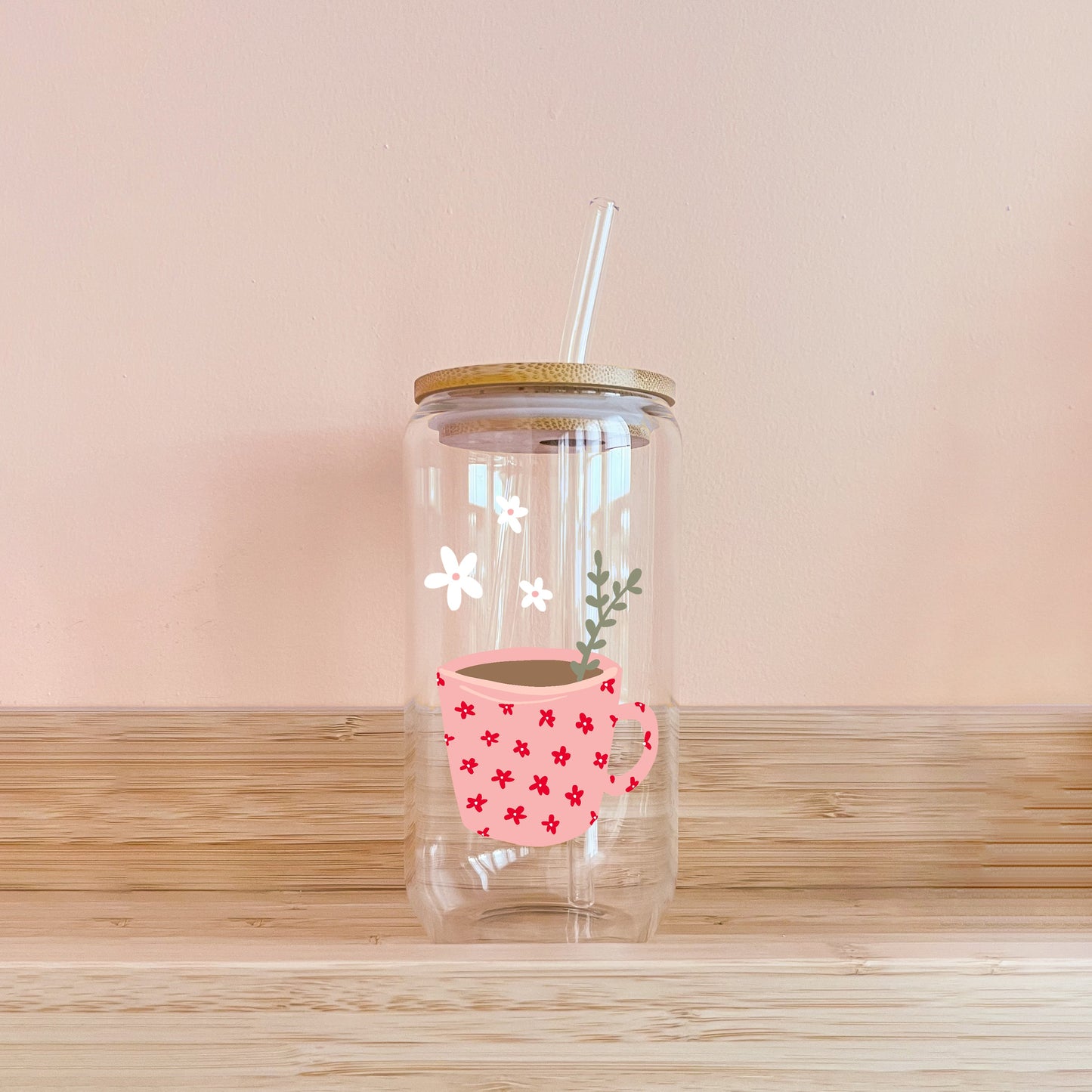 Böhmisches Glas – Rosafarbene Kaffeetasse