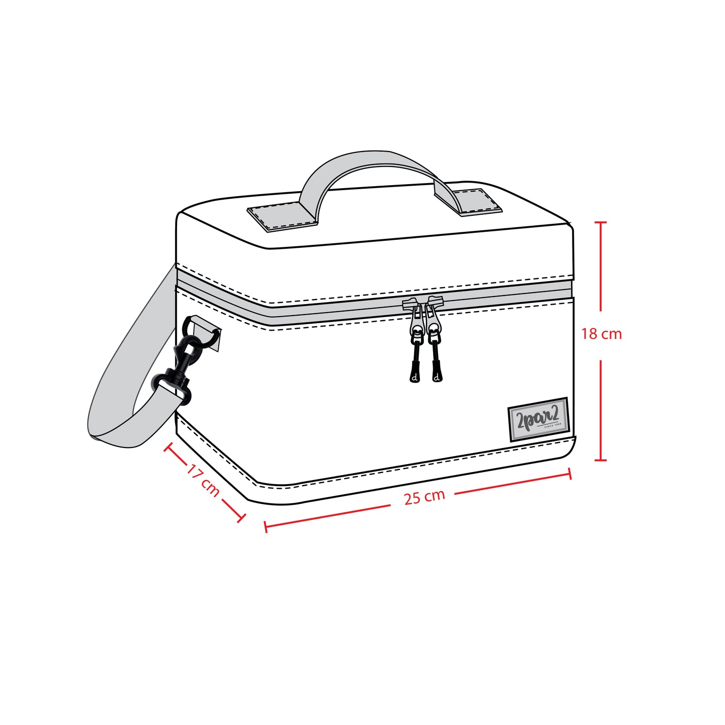 Lunch Box Black Printed With Hearts