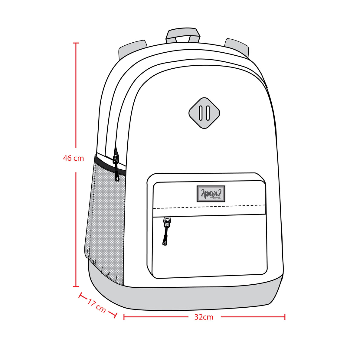 Kids Backpack Black Printed With Hearts