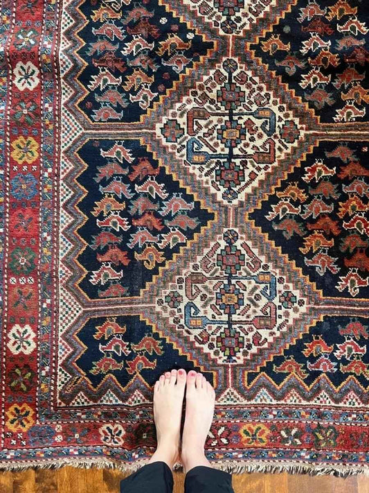 Antique Persian Khamseh Rug | 5' 9" x 4' 1"