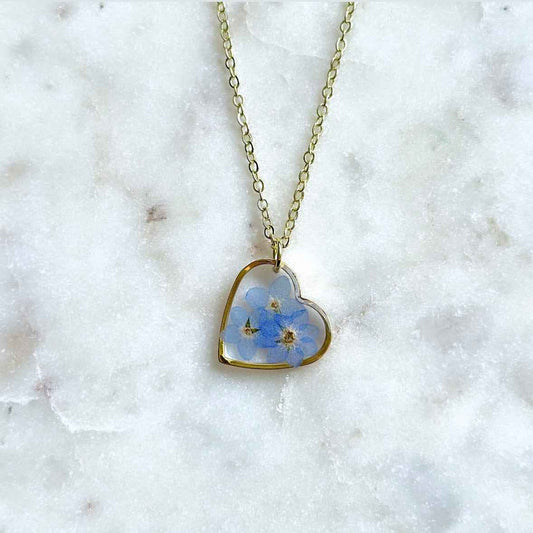 Collier Myosotis - grand coeur 20mm