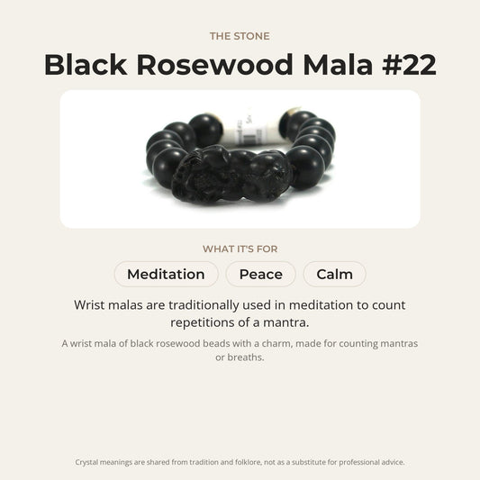 Mala Bracelet "Black Rosewood & Charm" #22