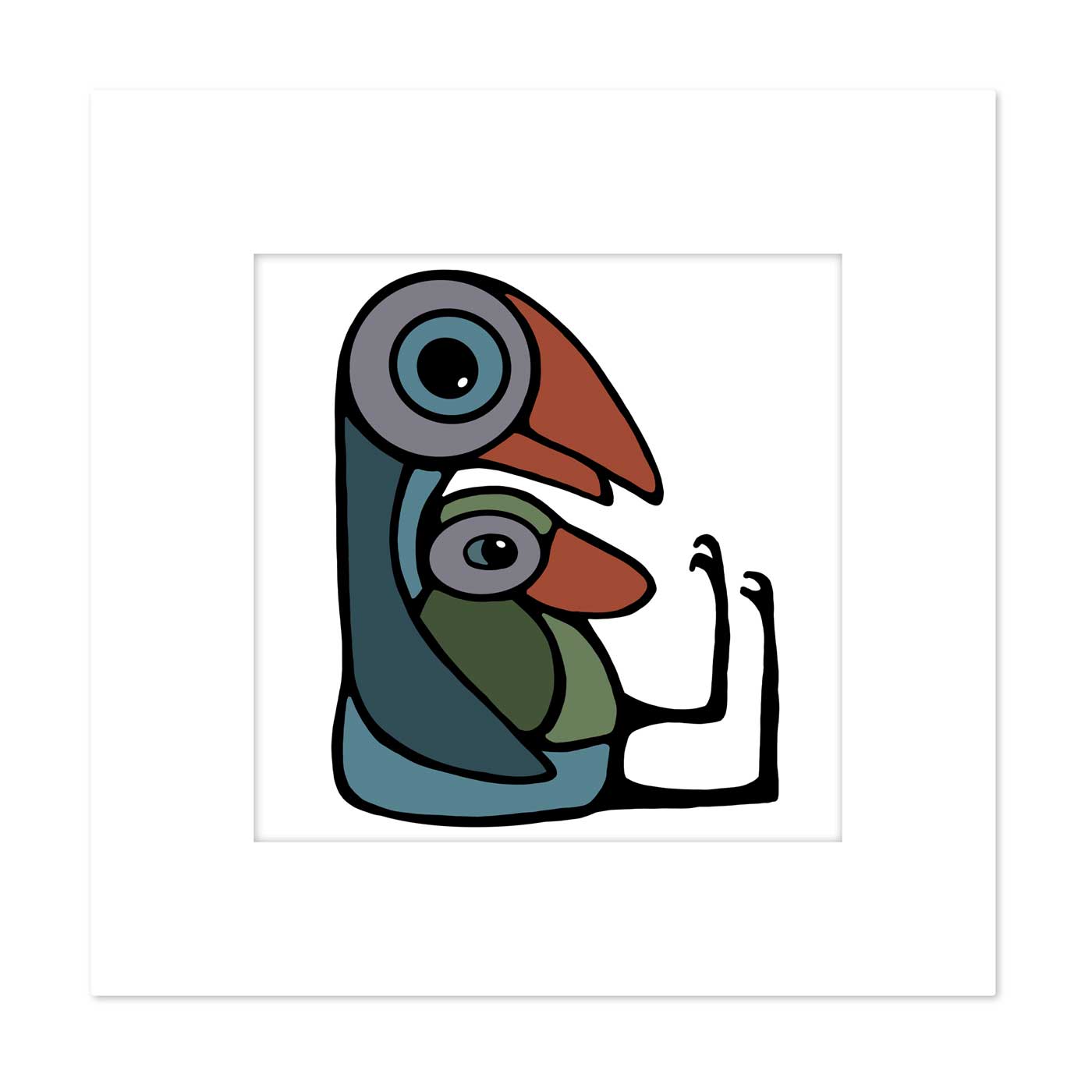 Signierter & Passepartout-Druck – Mutter-Kind