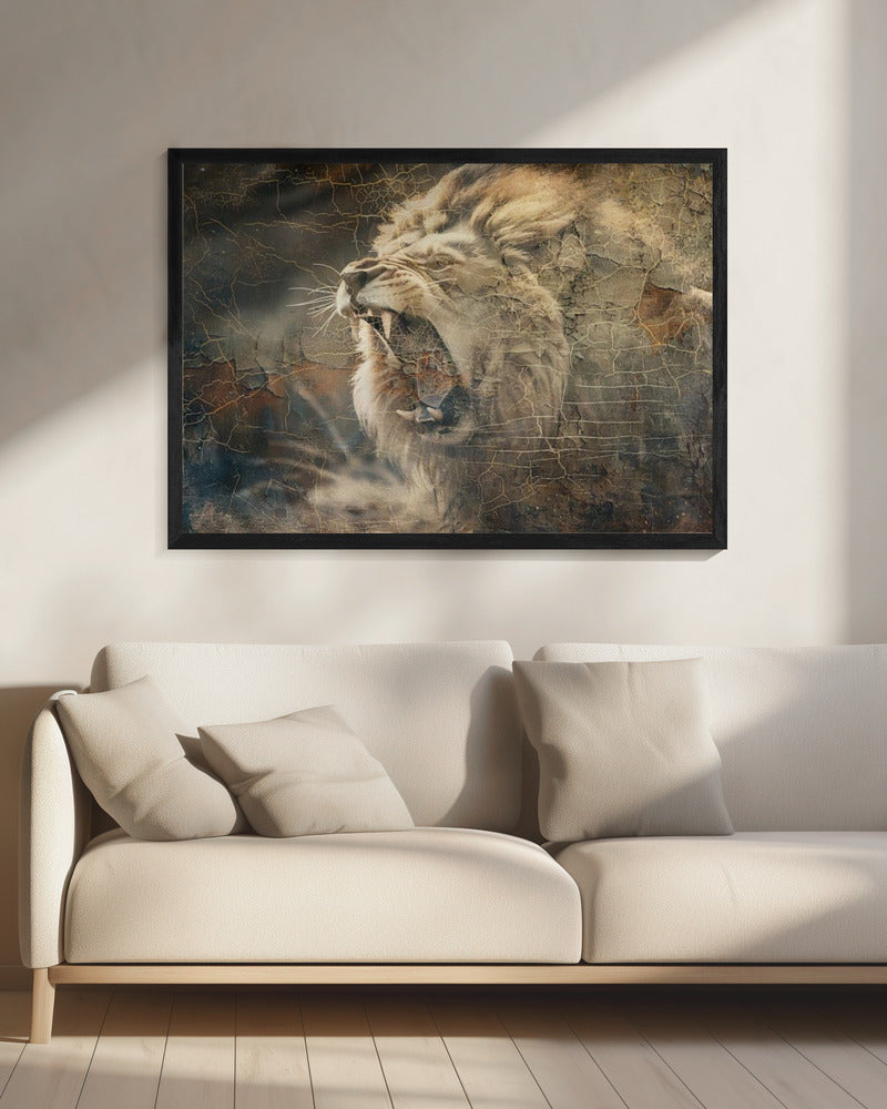 Wandbild Löwe Tier Vintage Kunst Illustration Wandkunst 09