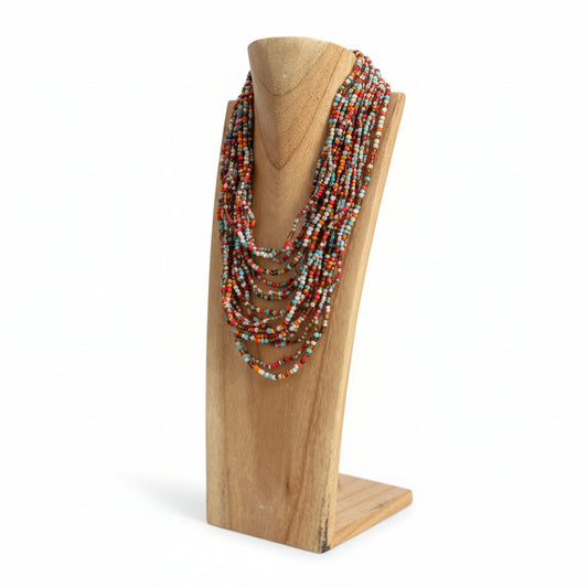 Multi Strand Necklace with Wooden Clasp
