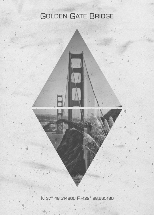 Wandkunst Koordinaten SAN FRANCISCO Golden Gate Bridge