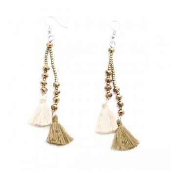 Double Tassel Crystal Drop Earring