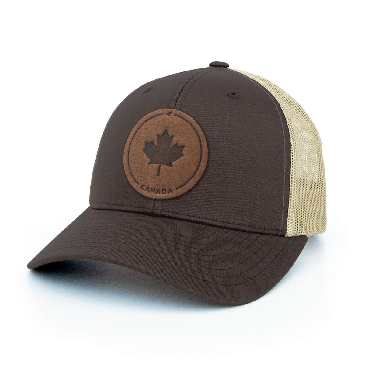 Maple Leaf Leather Patch Trucker Hat