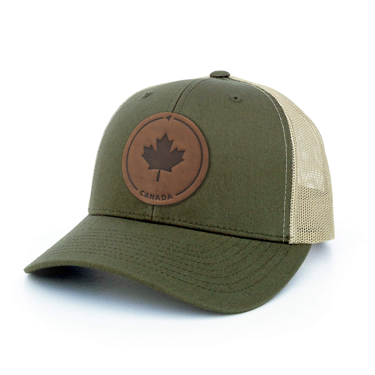 Maple Leaf Leather Patch Trucker Hat