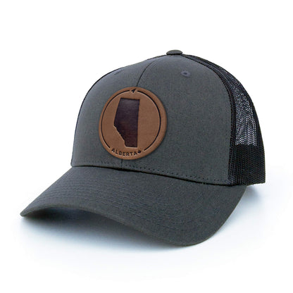 Alberta Leather Patch Trucker Hat