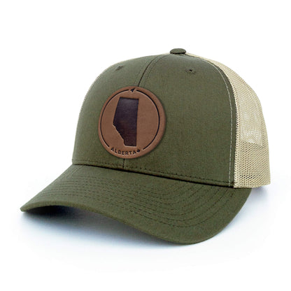 Alberta Leather Patch Trucker Hat