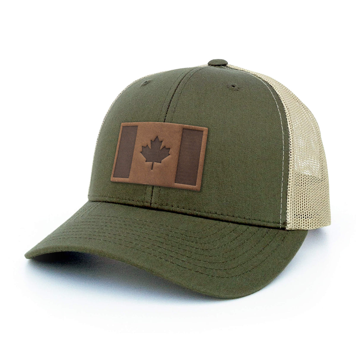 Canada Flag Leather Patch Trucker Hat