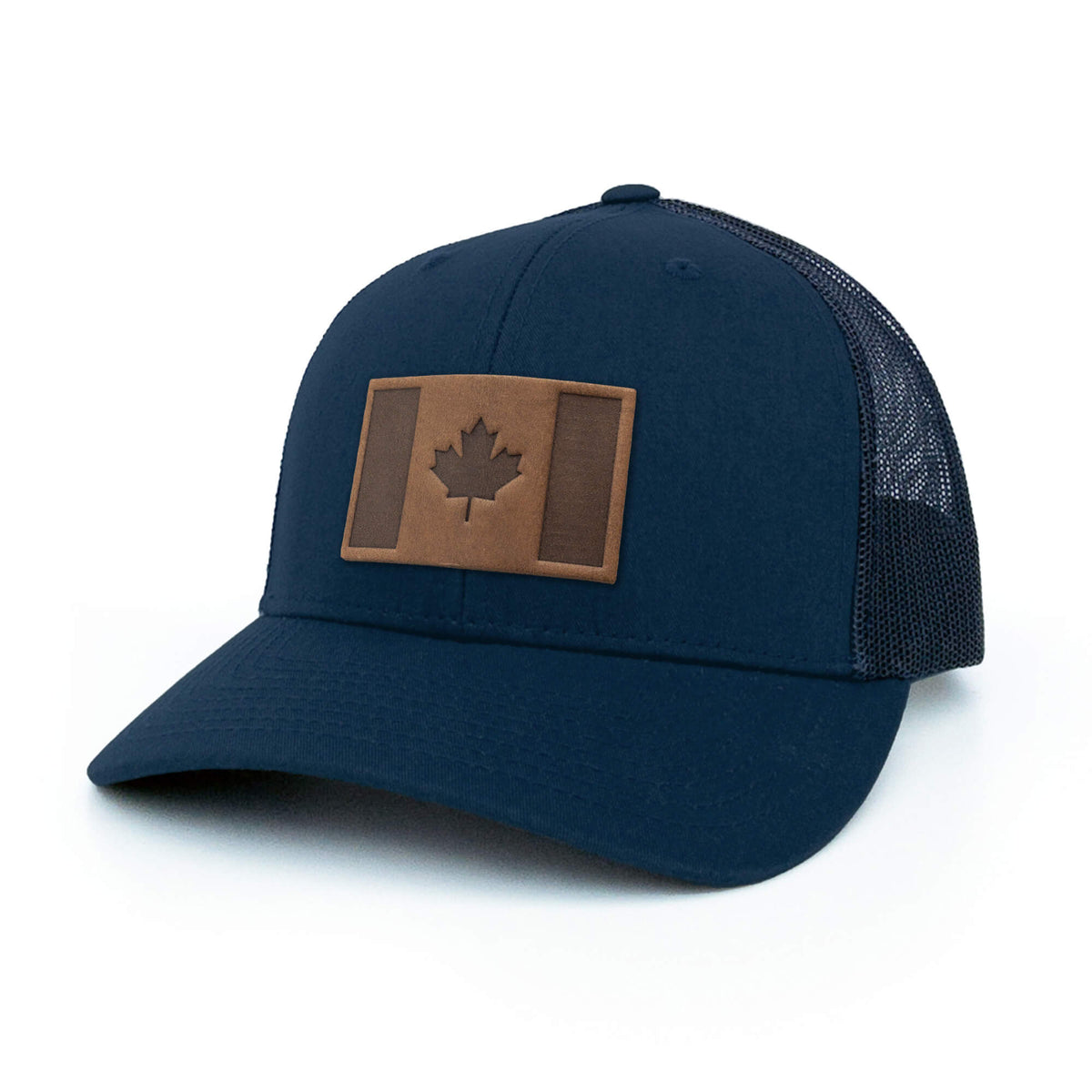 Canada Flag Leather Patch Trucker Hat