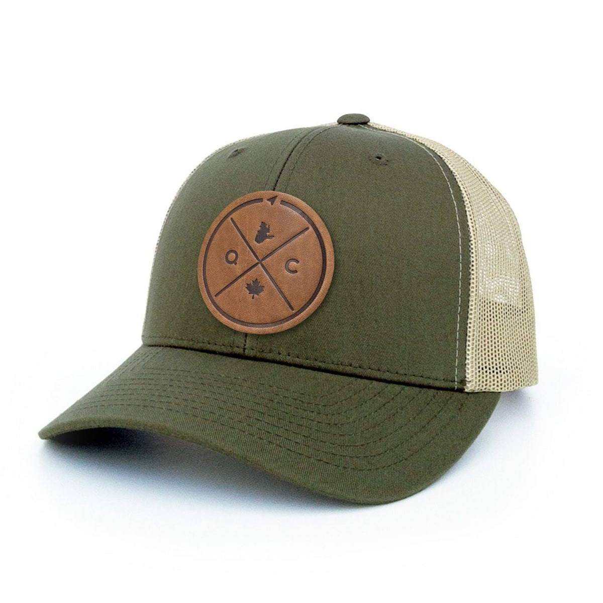 Québec Compass Leather Patch Trucker Hat