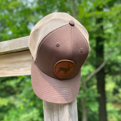 Elk Leather Patch Trucker Hat