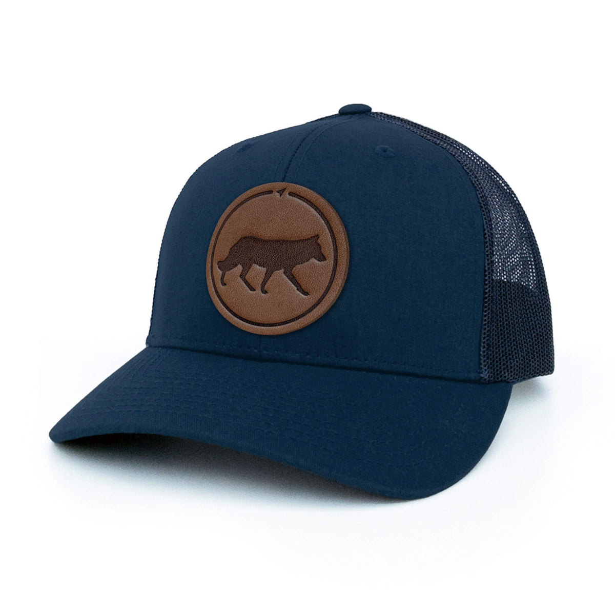 Wolf Leather Patch Trucker Hat
