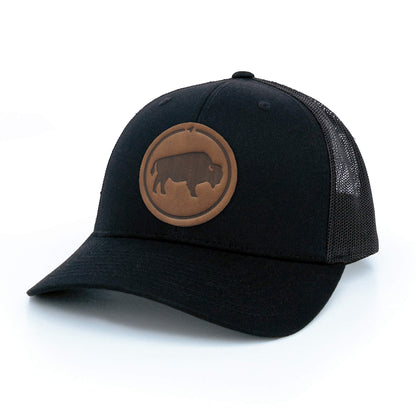 Bison Leather Patch Trucker Hat