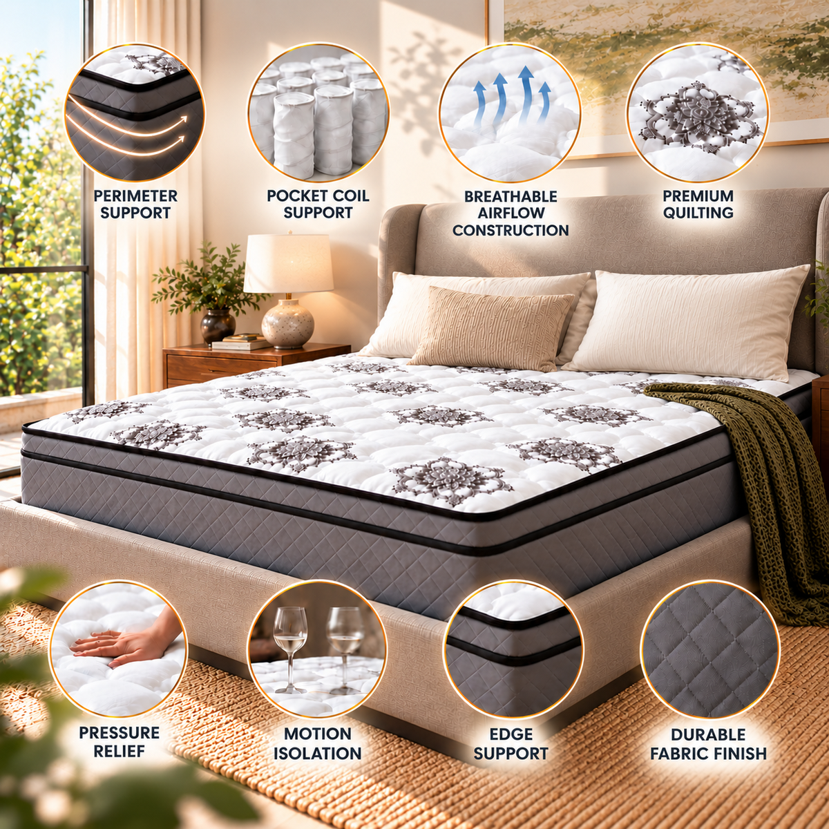 UltraFlex® OASIS Orthopedic HDCoil Hybrid Mattress with Responsive Support and Eurotop Cushioning — Made in Canada
