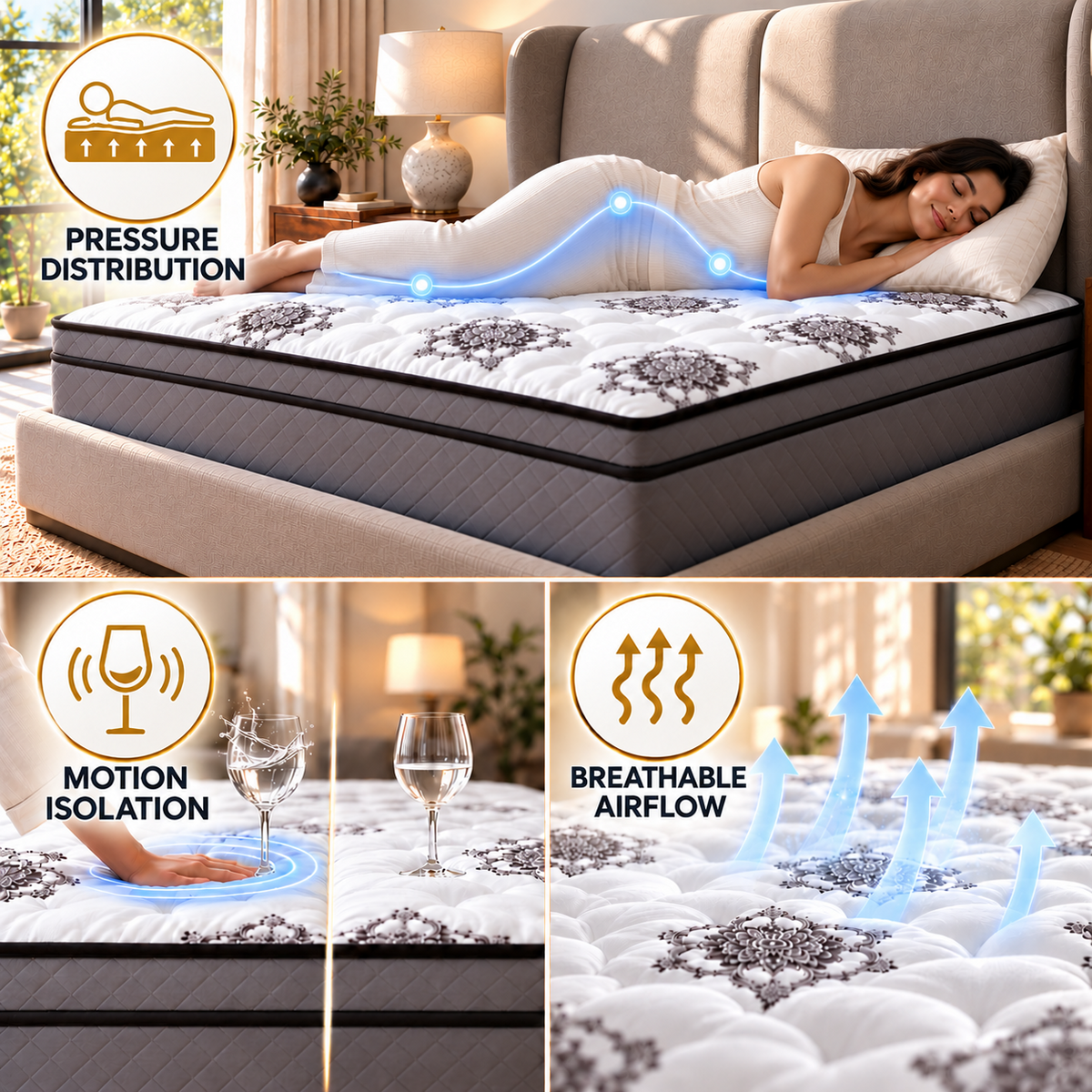 UltraFlex® OASIS Orthopedic HDCoil Hybrid Mattress with Responsive Support and Eurotop Cushioning — Made in Canada