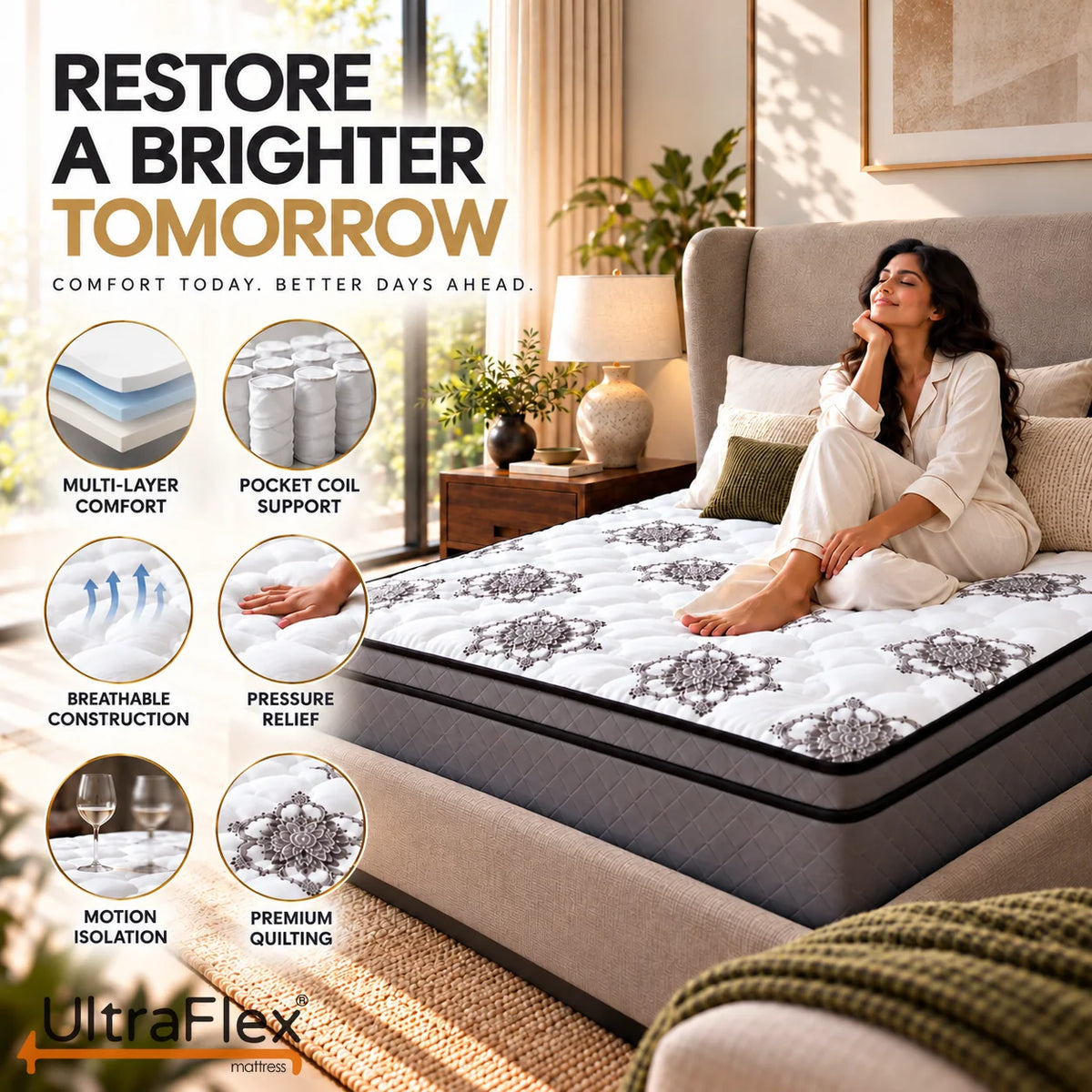 UltraFlex® OASIS Orthopedic HDCoil Hybrid Mattress with Responsive Support and Eurotop Cushioning — Made in Canada