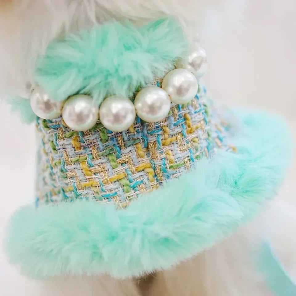 Riviera Tweed Dog Harness Set | Harness Hat and Leash Outfit