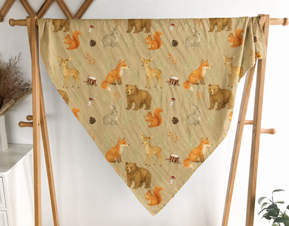 🦊Grande mousseline de bambou les copains des bois