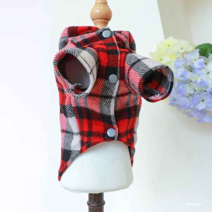 Dog Plaid Coat | Valentine Hoodie Dog Coat