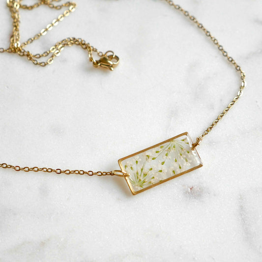 Collier Estelle blanc - rectangle( moyen)