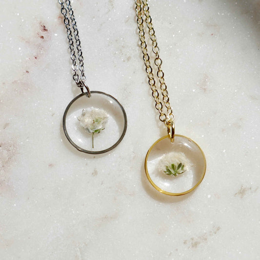 Collier Gigi - Gypsophile blanc - rond