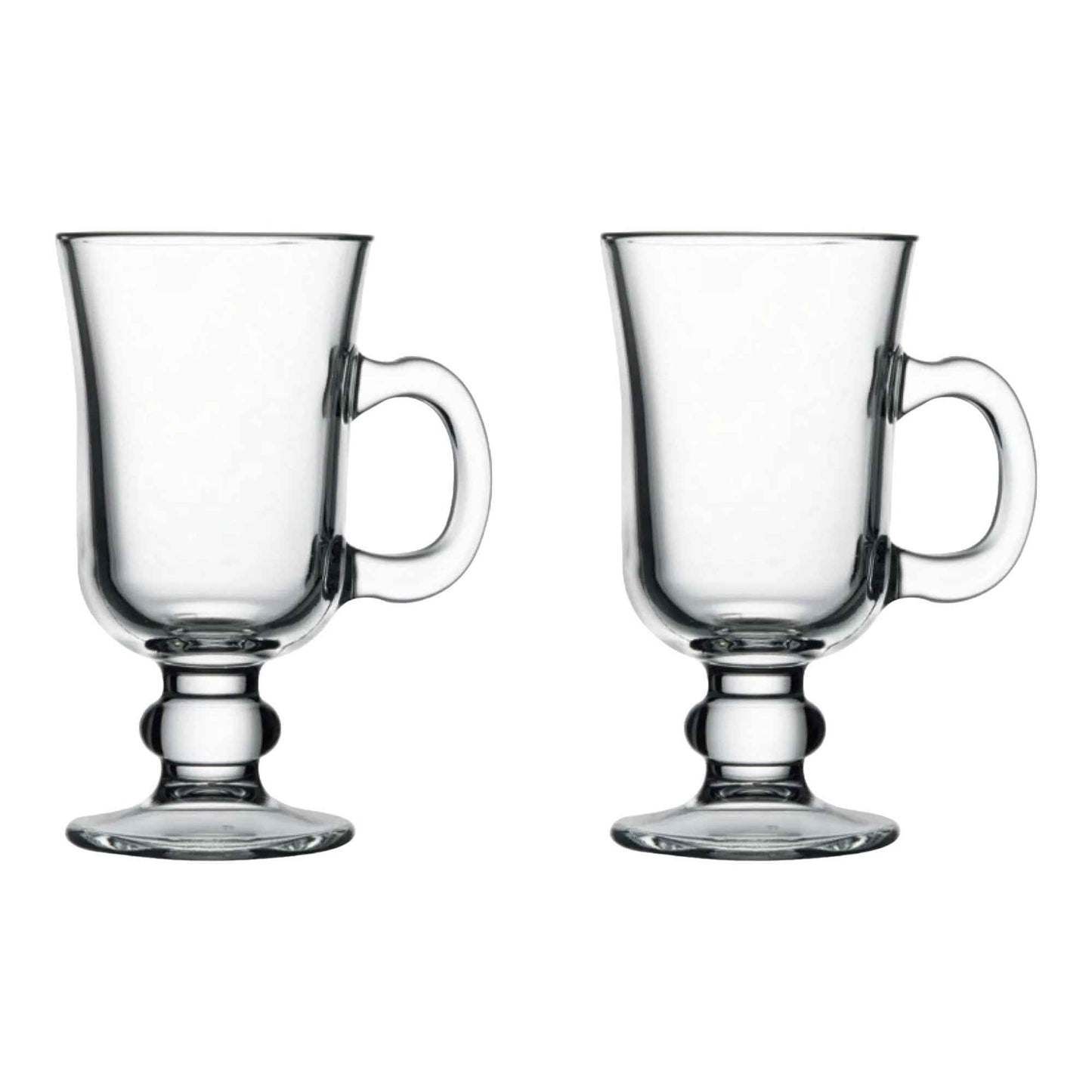 Irish Coffee Mugs Set of 2 – 8 Oz Heat Resistant Glass Coffee Cups with Handle (Elegant Latte & Cappuccino Glasses)