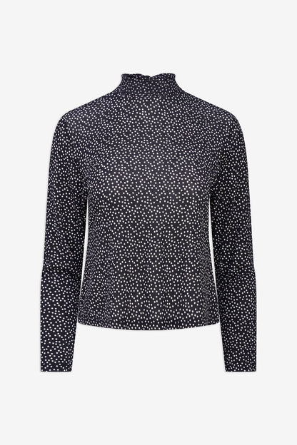 Women's Soft Printed Knit Top, Long Sleeves & Tie-Back Scarf Collar