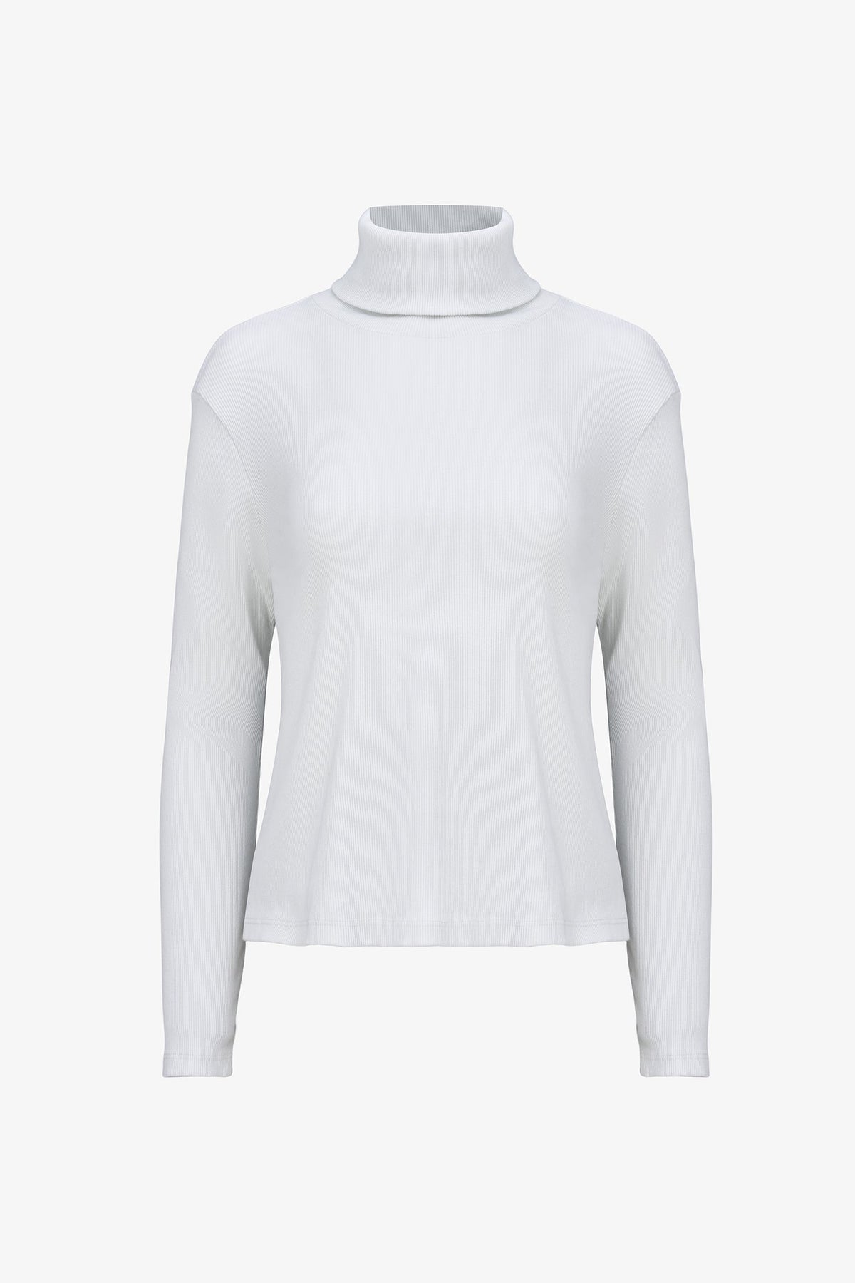 Women's Classic Rib-Knit Turtleneck Top with Long Sleeves