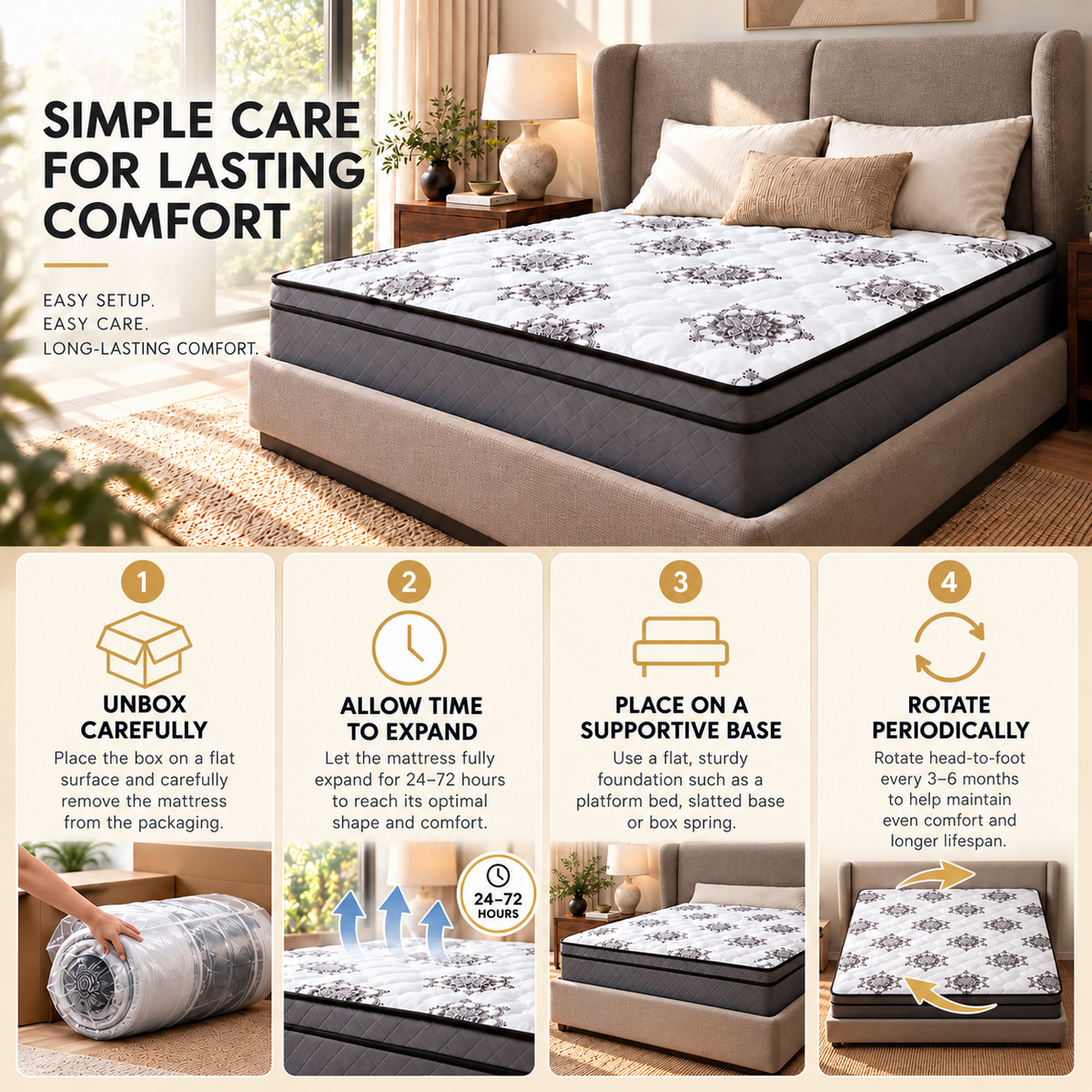 UltraFlex® OASIS Orthopedic HDCoil Hybrid Mattress with Responsive Support and Eurotop Cushioning — Made in Canada