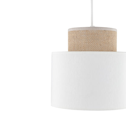 Duo White Jute Skandinavische Pendelleuchte für Kücheninsel, Esszimmer & Natürliche Innenräume