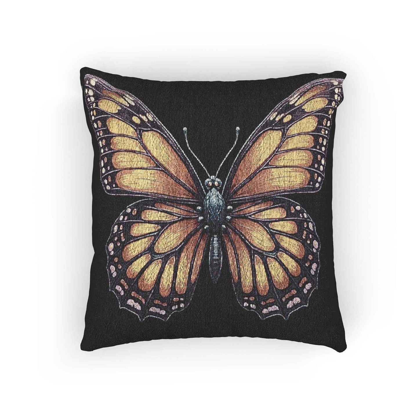Monarch Butterfly Woven Pillow | Pixel Art Butterfly Throw Pillow