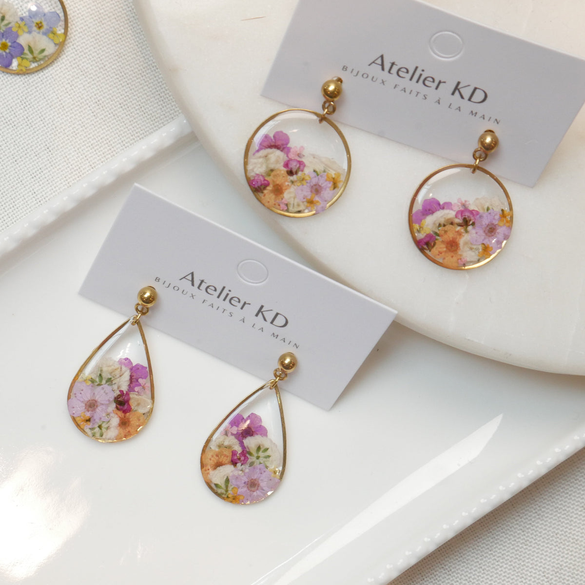 Boucles d’oreilles bouquet - rond 16mm