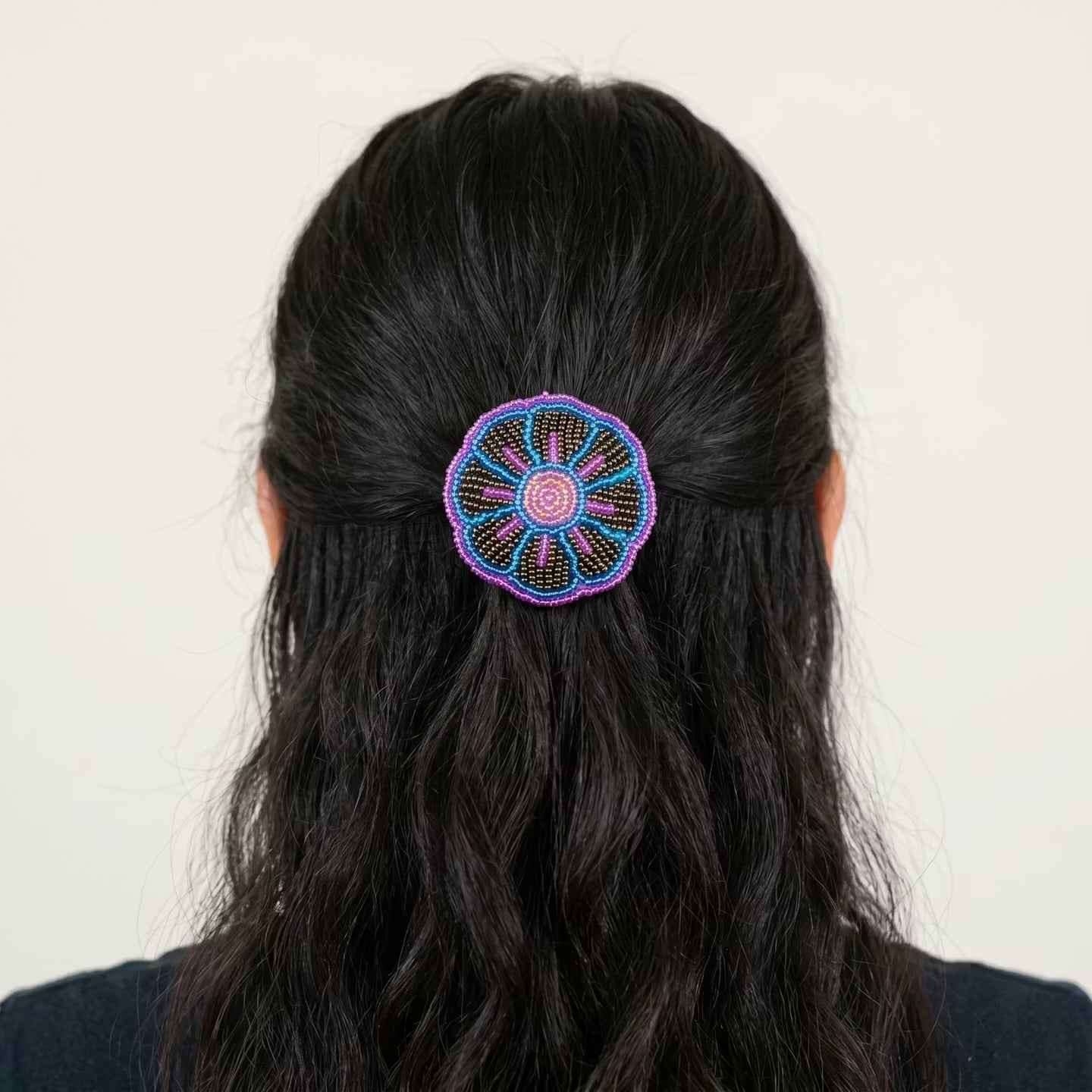 Golden Beaded Flower Barrette