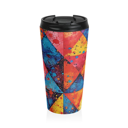 Colorful Geometric Splash Travel Mug — Stainless Steel Insulated Tumbler - AURABAGS SHOP