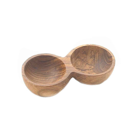 Double Wooden Spice Bowl