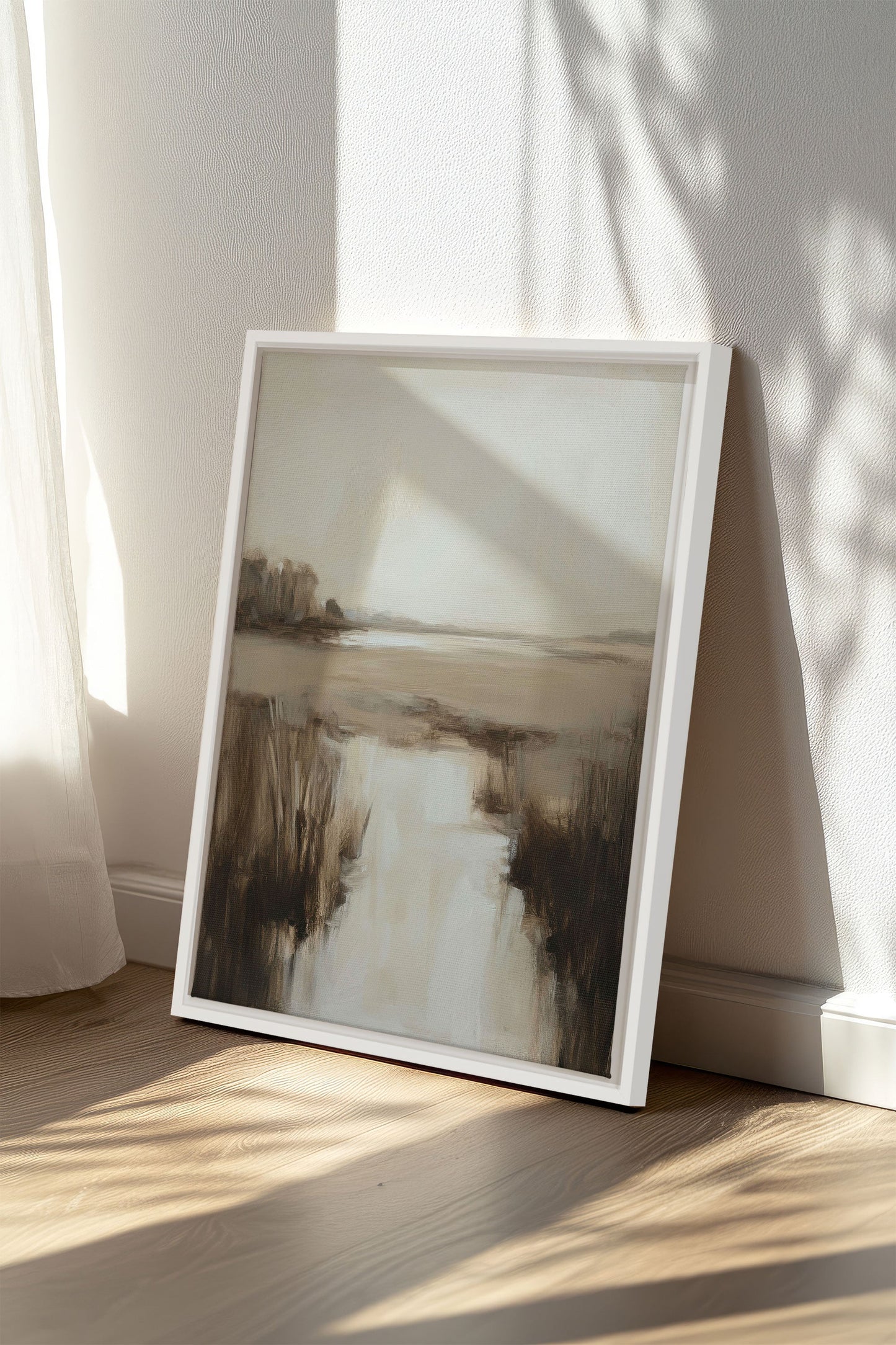 NEBELHAFT BLAUER HORIZONT, Kunst auf gespannter Leinwand