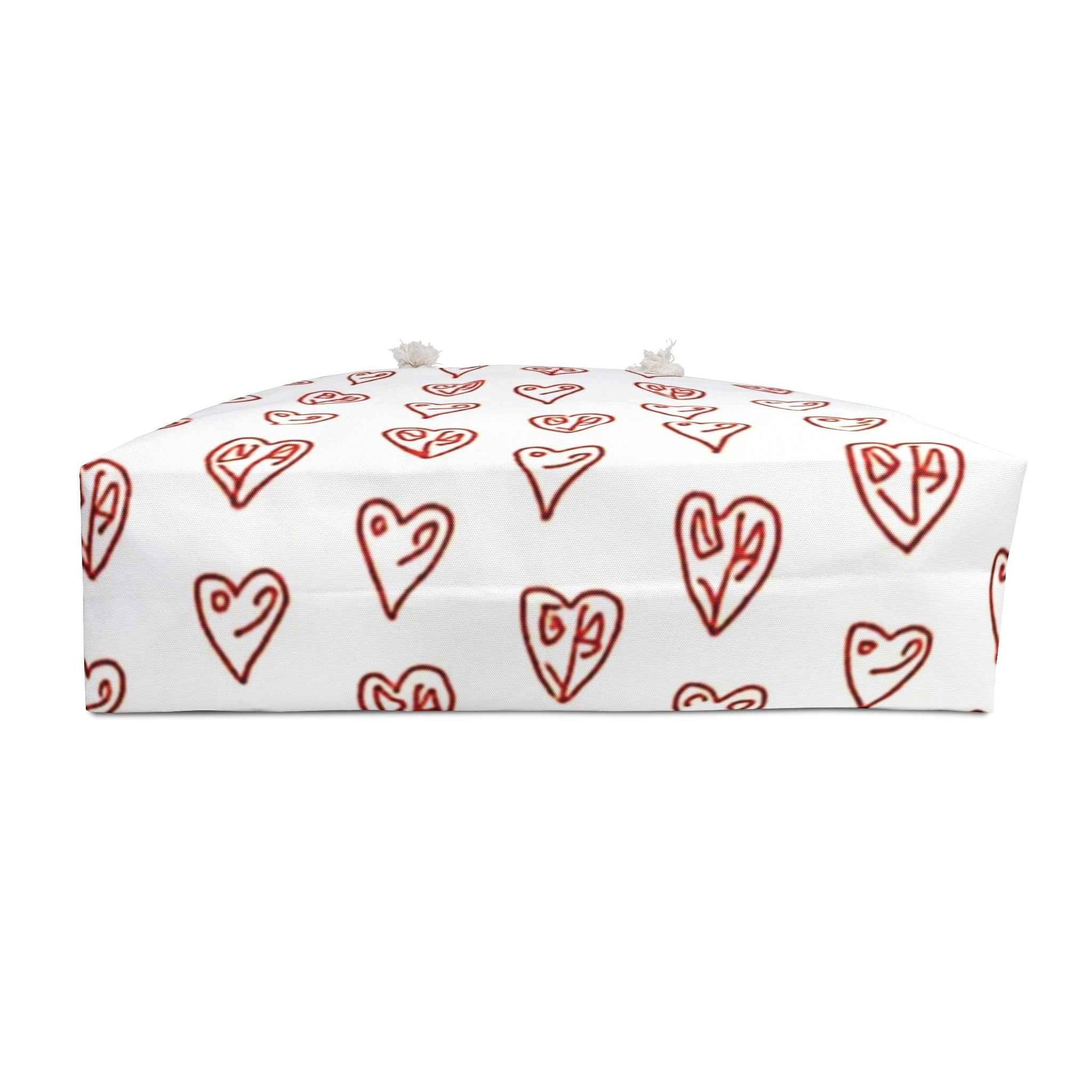 Hand drawn Red Hearts Weekender Bag | Valentine Pattern Tote| Large Tote Bag| Busy mom bag| Gift for mom| Beach Tote Bag