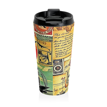 Travel Mug — Vintage Collage Stainless Steel Tumbler - AURABAGS SHOP