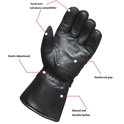 Open Road Men's Leather Motorcycle Gloves w/ Rain Cover