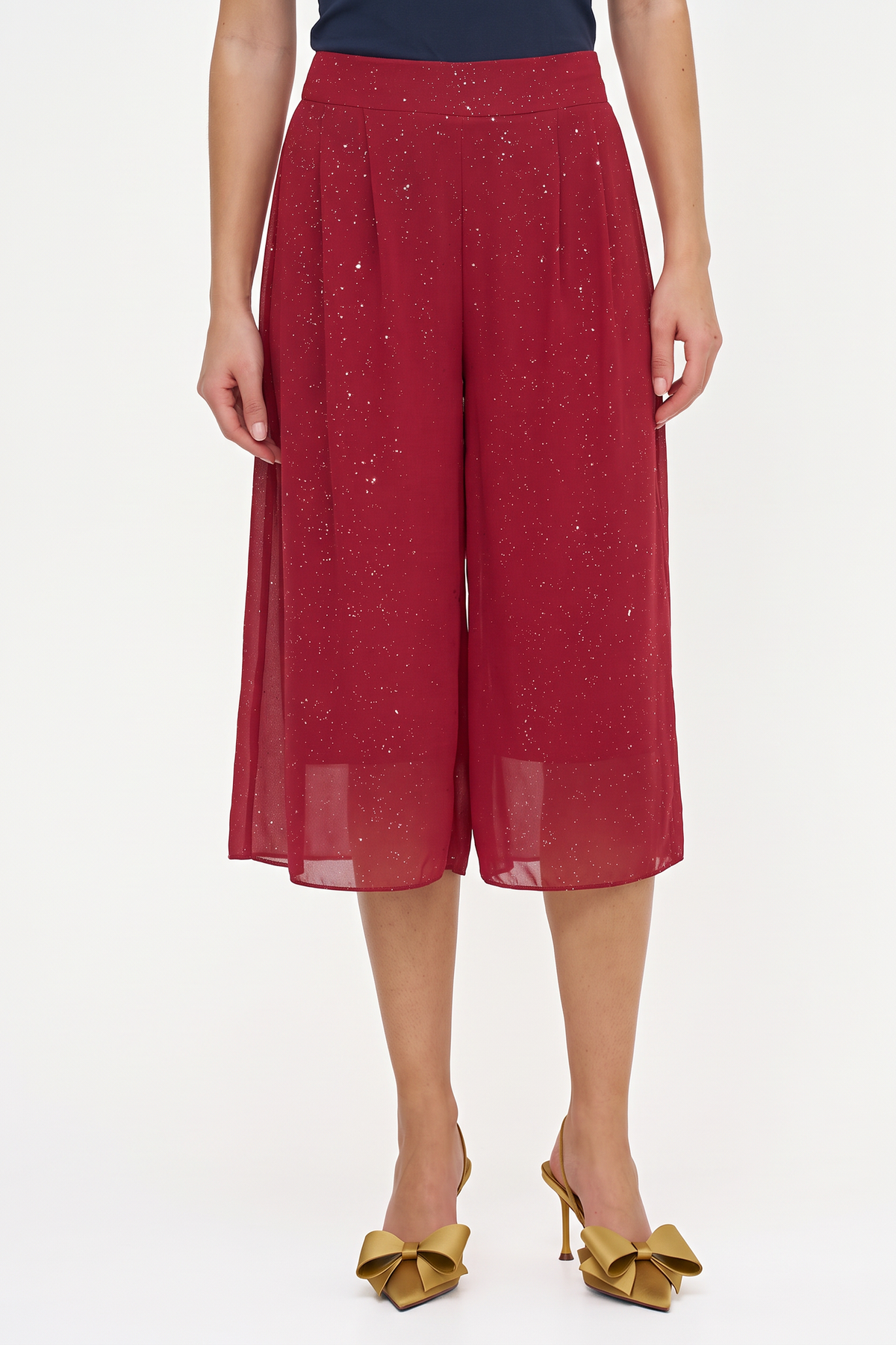 Women's Foil-Printed Woven Pull-On Gaucho Capri Pants