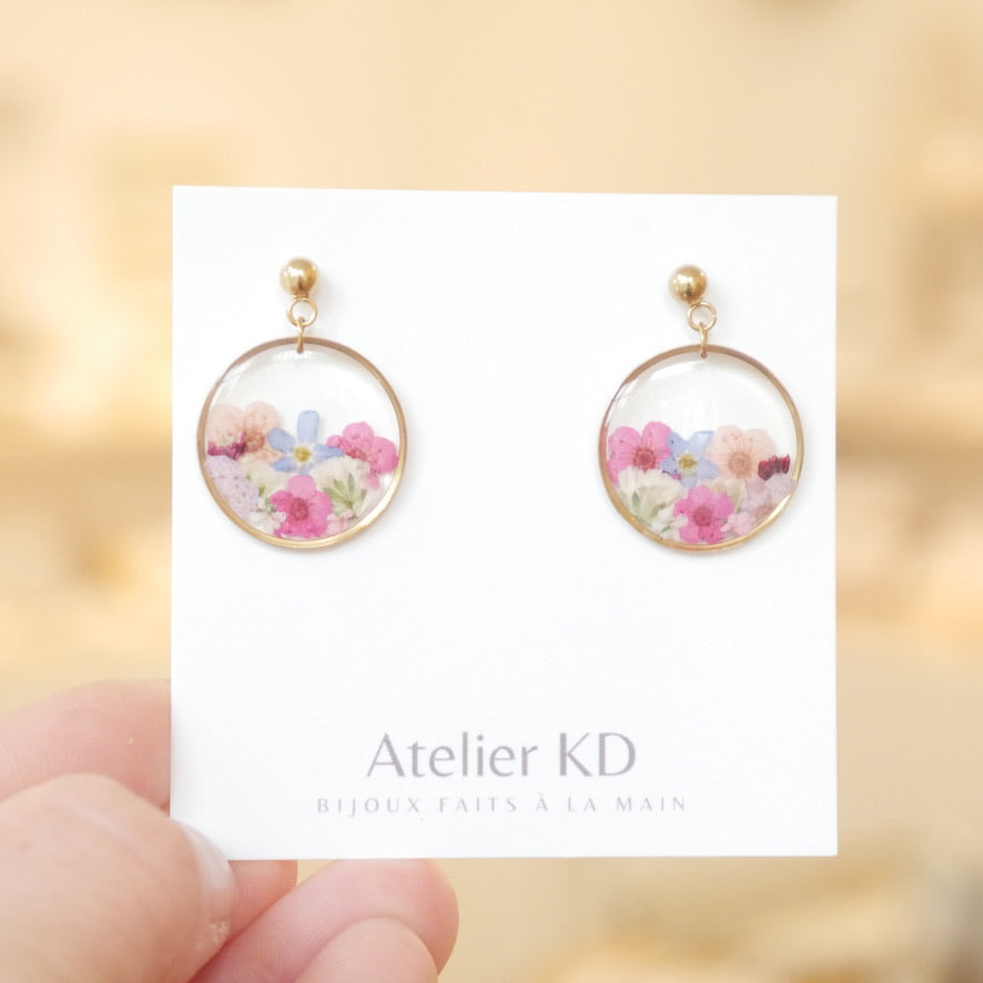 Boucles d’oreilles bouquet - rond 16mm